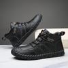 Hand-stitching Leather Men Boots Genuine Leather Casual Leather Shoes Men Ankle Boots