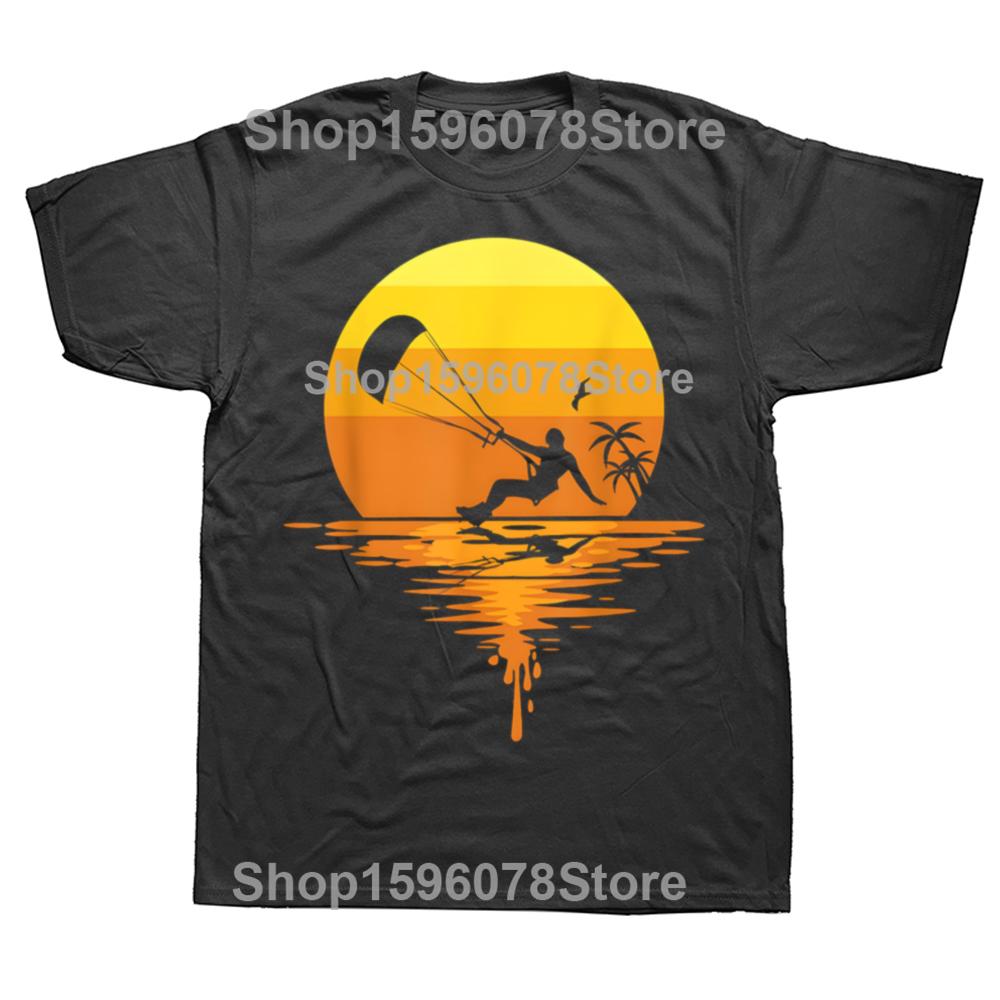 Funny Kitesurfing Retro Kiteboard Kitesurf 100% Cotton T-shirts Print Tshirt Loose Oversized Streetwear Hip Hop Unisex T Shirt