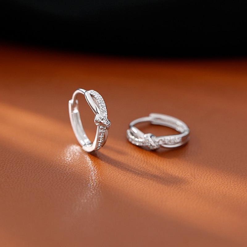 Korean Style Frosted Knotted Bow Earrings – Gentle, Elegant Hoop with Small Sand Surface.
