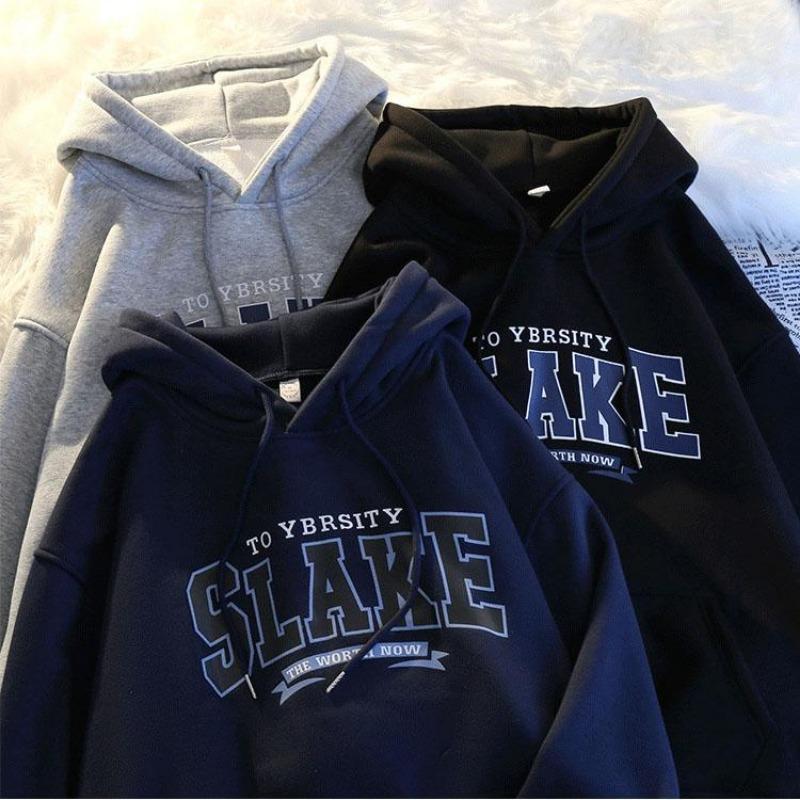 Women Long Sleeve Hooded O Neck Loose Pullovers Female Tops Solid Color Sweatshirts