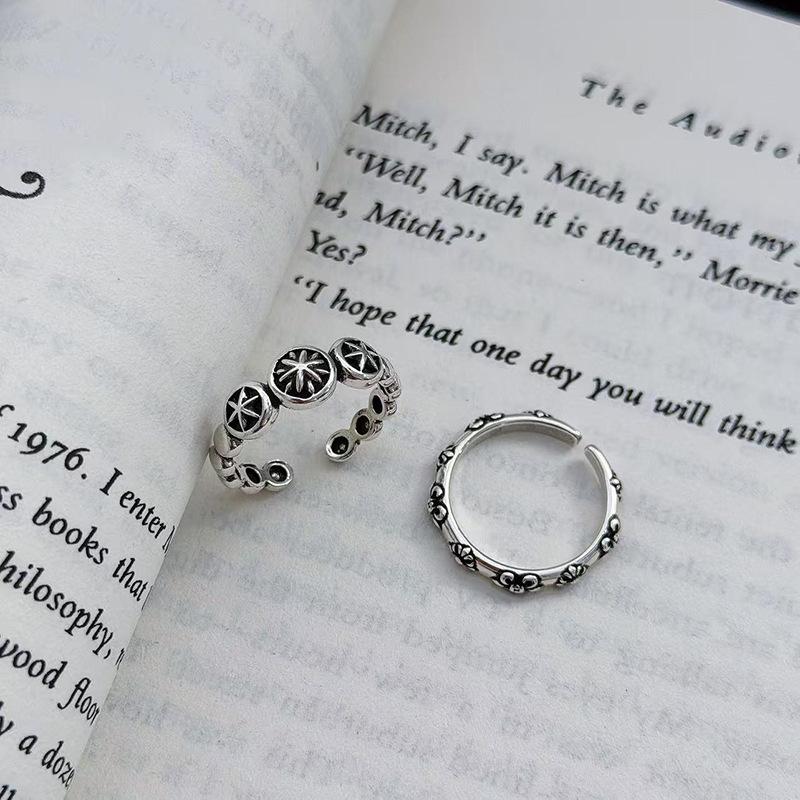 Personalized Retro Retro Octagram Iris Open Ring Stacked With Trendy Punk Plain Ring Index Finger Ring For Women