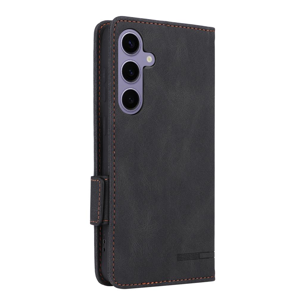 For Samsung Galaxy S25 Case Leather Wallet Flip Phone Cover with Hardware Decor