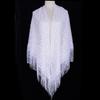 Versatile 140×140cm Lace Shawl Elegant Hollowed-out Design Knitted Shawl Breathable Tassel Shawl for Women