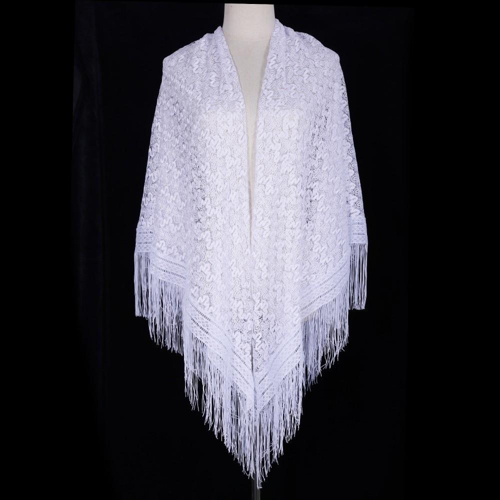 Versatile 140×140cm Lace Shawl Elegant Hollowed-out Design Knitted Shawl Breathable Tassel Shawl for Women