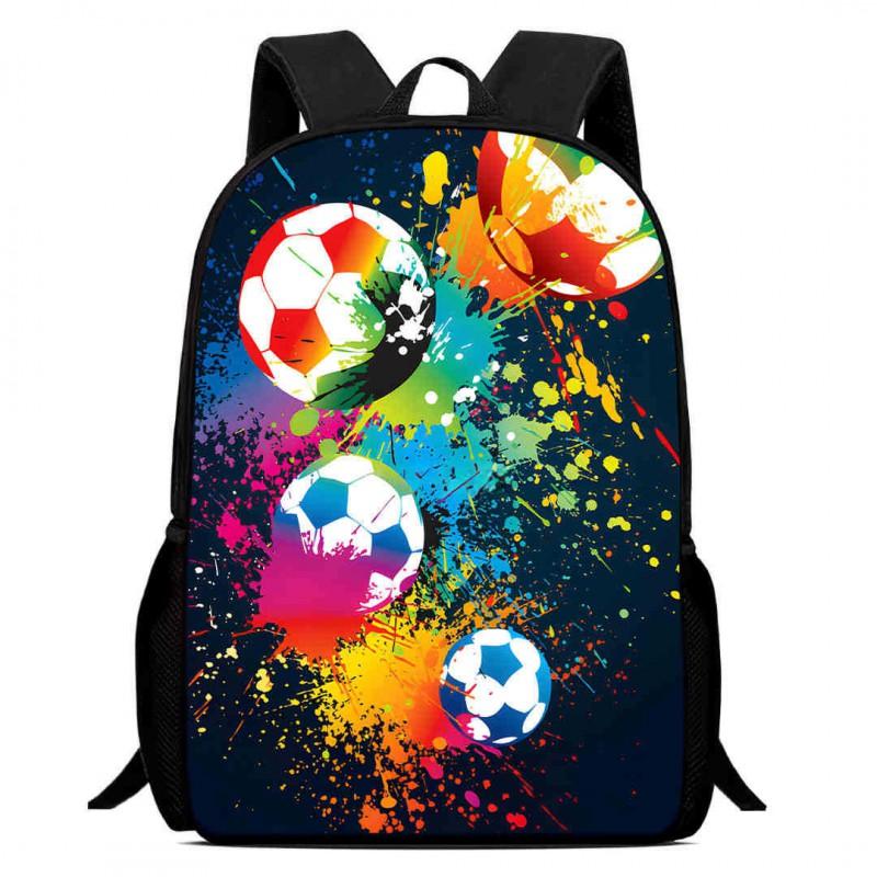 Kids Soccer Backpack Elementary School Students Large Capacity Lightweight Anti-Shock Ergonomic Design With Cartoon Print
