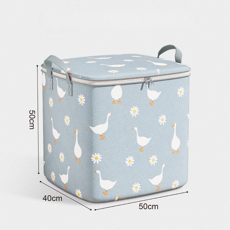 Niedliche Quilt-Aufbewahrungstasche mit Gänseblümchen und Ente, staubdicht, Organizer, Kleiderschrank, platzsparende Tasche, Reise, Umzug, Bettwäsche, Aufbewahrungsorganisation
