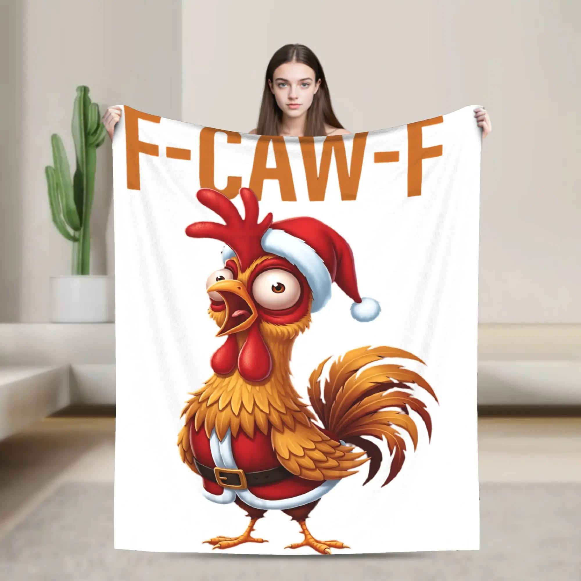 Warm Soft Flannel Blanket for Bed Sofa Travel  Christmas Merry FCawF Chicken Design Throw for Outdoor Indoor Use Bedspread Cover 100x150cm