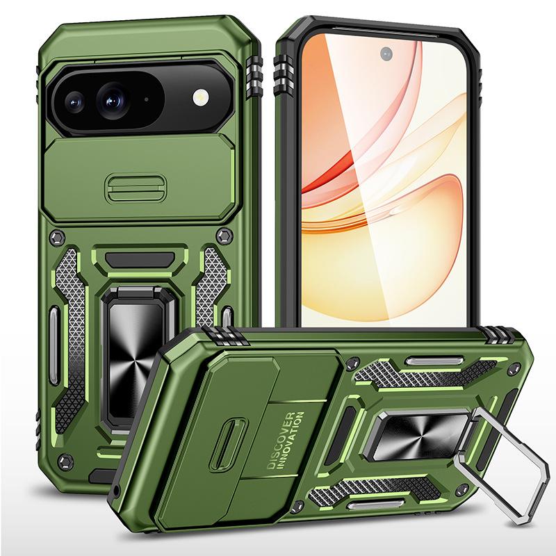 For Pixel 9 Anti-fall Stand Phone Case 2-in-1 Sliding Window All-inclusive Phone Case