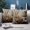 1 Pillowcase 2D Flat Printed Linen Style Pillowcase Cover with Wheat and Bird Pattern Polyester Pillowcase Sofa Cushion Cover