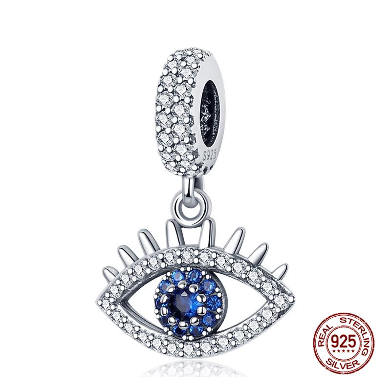 925 Silver Devil's Eye Charm Beads 3mm Fit DIY Bracelet Women's Fashion Jewelry Gift Original Handmade