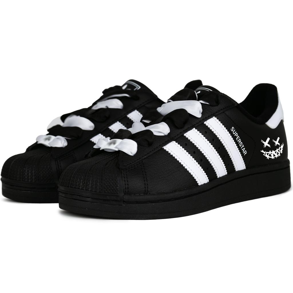 Adidas Originals Superstar 2 Shell Head Black Legend Leather Abrasion Resistant Breathable Low top Skateboard Shoes JI0079(Team1664-)