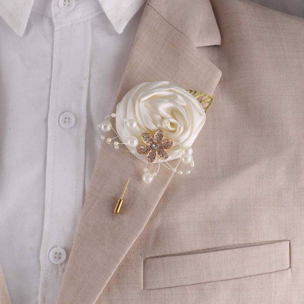 Elegant Chest Flower Rose Wedding Brooch Fashion Groom and Groomsmen Accessories  Prom Party