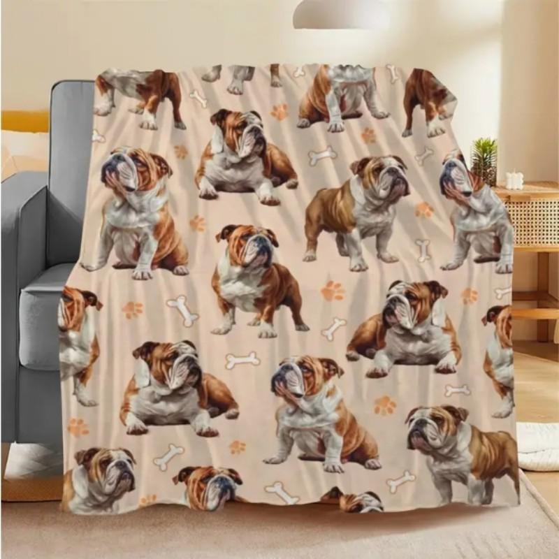 VIKAMA Medieval Bulldog Flannel Blanket - Soft and Warm Bedding, Sofa, Travel - Suitable for Both Indoor and Outdoor Use