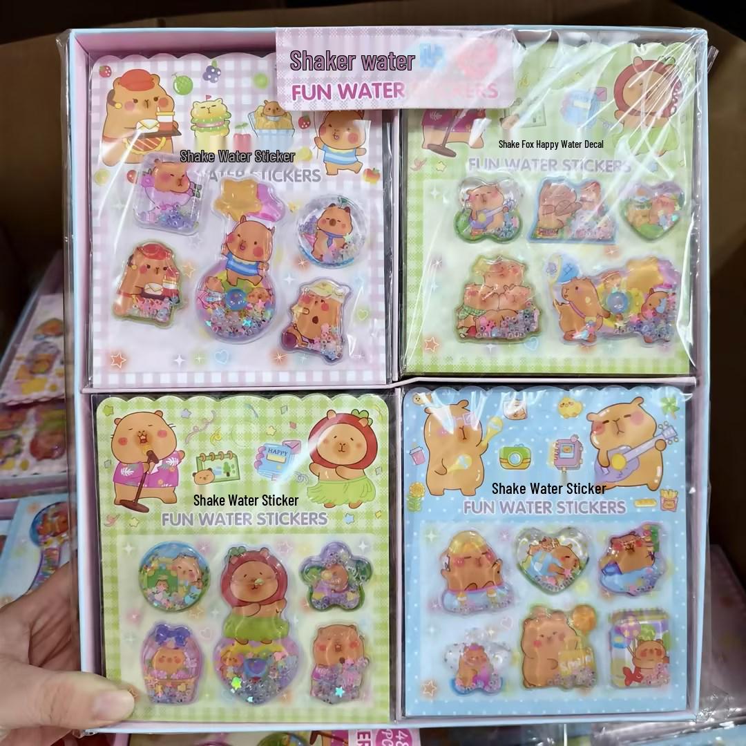 Labubu 3D Glitter Oil Sand Flow Decals - DIY Wobbly Toy & Journal Decoration