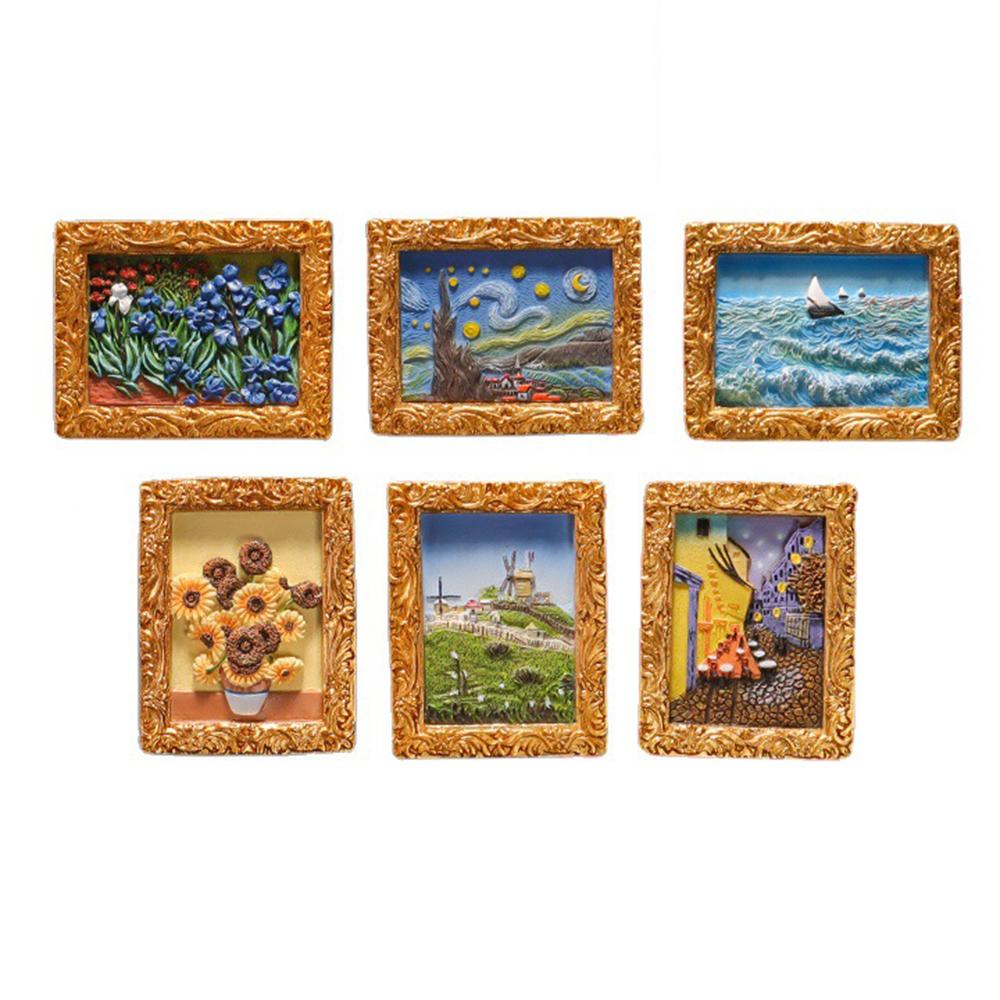 World famous painting Van Gogh painting Picture frame 3d fridge magnets starry sky sunflower siesta refrigerator stickers gifts