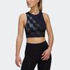 Adidas X Marimekko Collaboration Color Block Wave Sports Crop Tank Women Tops Black HH8734
