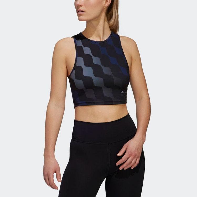 Adidas X Marimekko Kolaborace Color Block Vlna Sportovní Crop Tank Dámské Topy Černá HH8734