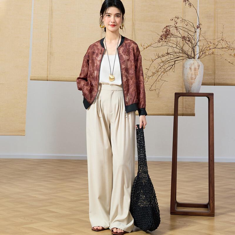 Women's Mulberry Silk Jacquard Baseball Jacket