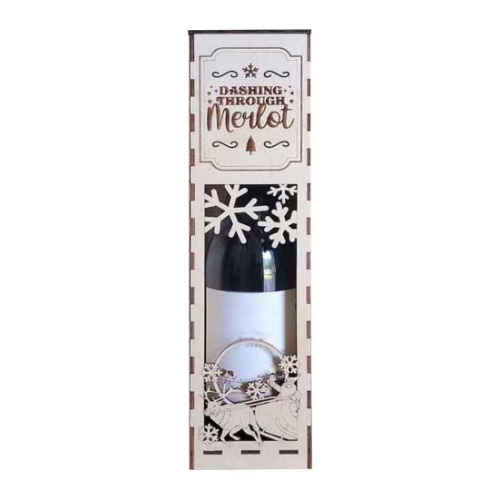 1/3Pcs Christmas Wooden Wine Box Easy Assemble Laser-Cut Snowflakes Festive Design Wine Gift Box Holiday Decoration