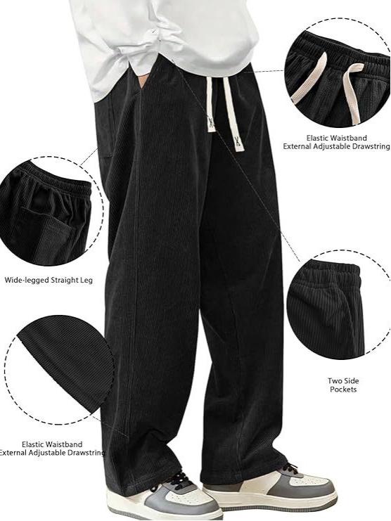 Men's Corduroy Casual Drawstring Wide-Leg Sports Pants