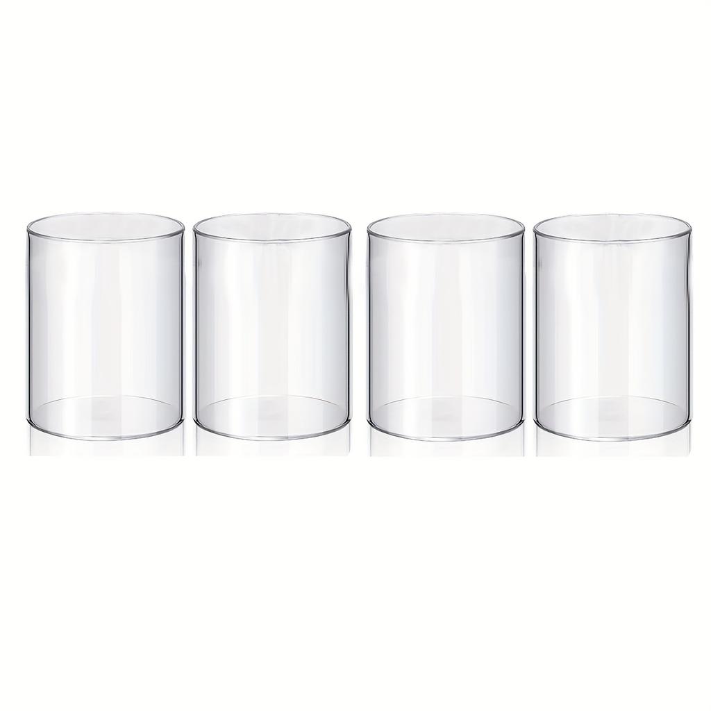 6/4 Pcs Plastic Cylinder Vase Acrylic Cylinder Vase Small Clear Flower Container Hurricane Candle Holder Round Wide Container