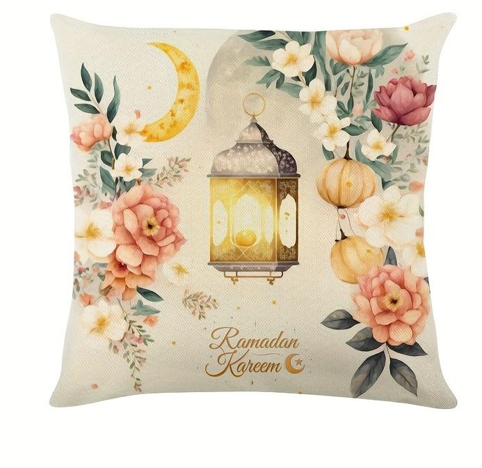 

Home Decor Ramadan Lantern & Floral Patterned Pillow Covers Pattern Cushion Cover Suitable For Sofa Bedroom Car Pillow Cover 40x40cm