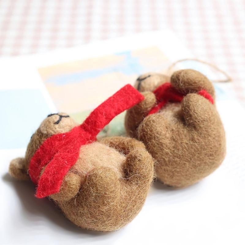 Brown Bear Pendant Keychain Felt Animal Charm Keyring Stylish Backpack Ornament Fashionable Accessory for Bags and Keys