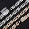 Personalized Hip Hop Jewelry 15mm Wide Bling Iced Out 5A Zircon Rhombus Prong Cuban Link Chain Bracelet for Men