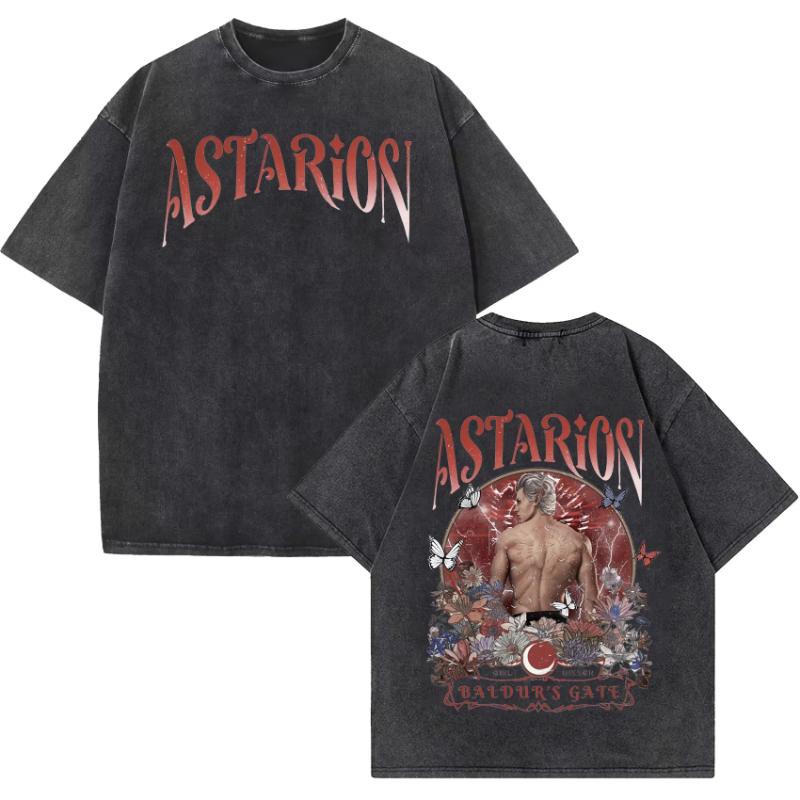 Divertente Scatola di Succo Astarion T-shirt Lavata Vintage Unisex Moda Donna Estetica Maglietta a Maniche Corte Estiva Casual Oversize