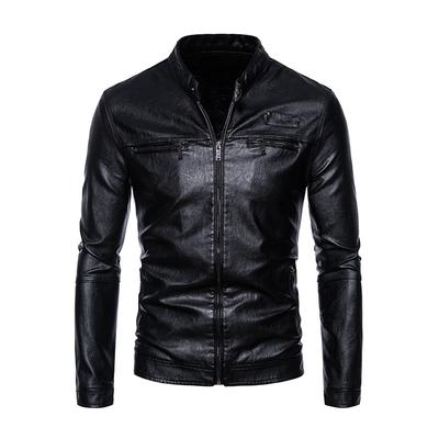 Men's Leather Jacket Autumn New Leather Jacket Men's Stand Collar Korean Style Pu Leather Jacket Men's Jacket