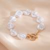Fashion Irregular Special-shaped Pearl Necklace, Light Luxury Metal Collarbone Chain Set