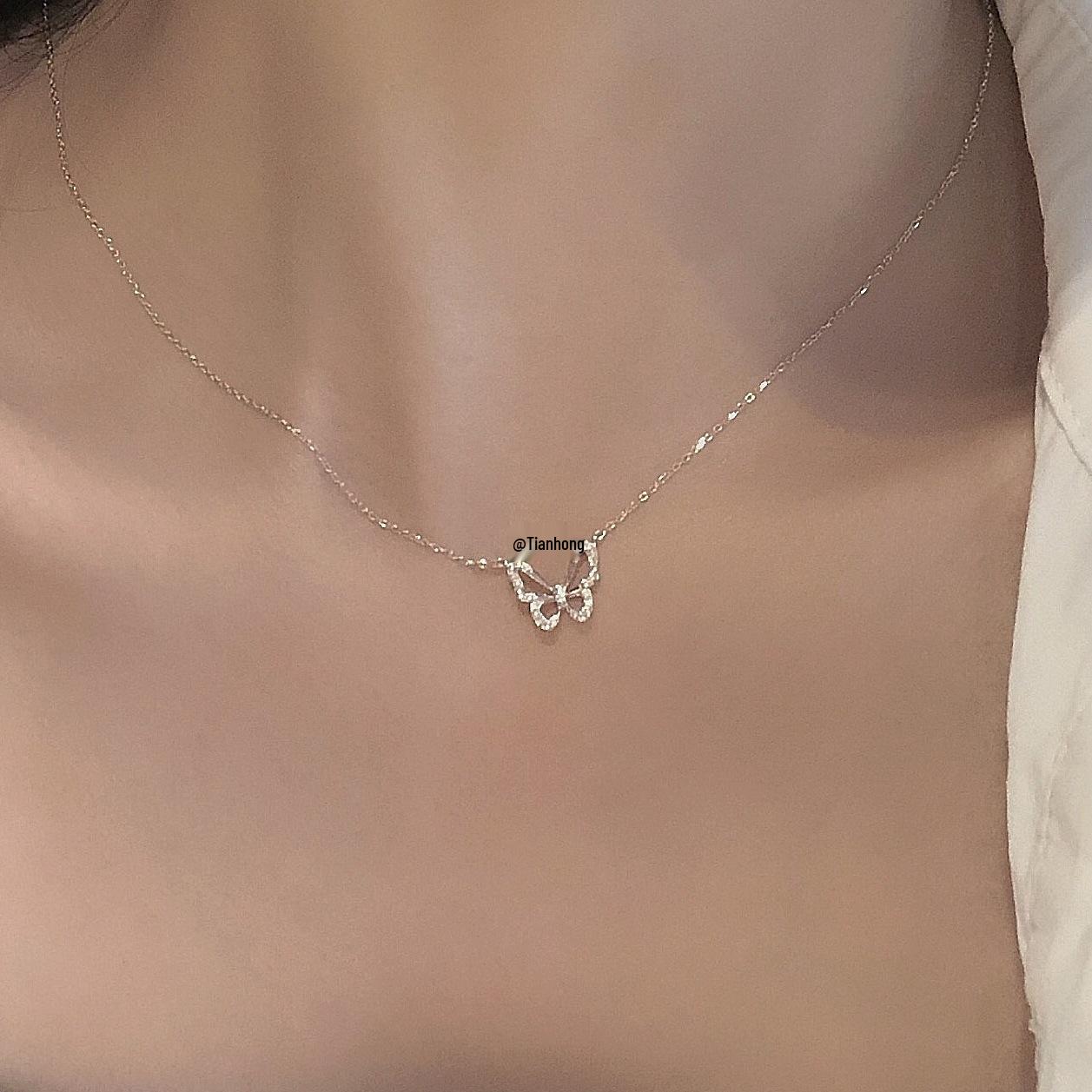 

2025 Luxury 925 Silver Butterfly Necklace: Niche Design Clavicle Chain Pendant for Women
