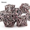 7 st Silver Röd Hand Dödskalle Huvud Metall Tärningar Ihåliga Metall Polyedriska Tärningsset Lämpligt för Rollspel RPG Brädspel Kortspel