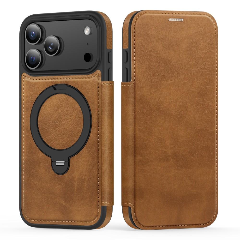 Magnetic Close Leather Flip Cover Case for iPhone 17 Pro Max Air 16 15 14 13 12 11 Wireless Charging 360-degree Rotating Bracket
