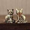 Brass Cute Cat Pocket Holder Vintage Small Tea Pet Ornament Animal Pussycat Figurines Miniatures Desk Decorations