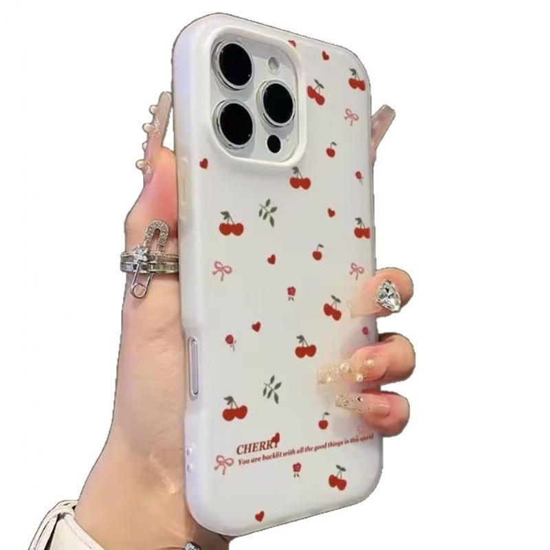 New Red Cherry Case for Apple iPhone 13Pro, 14, 15Pro, 16 & 17 - High-end Girly Niche Design