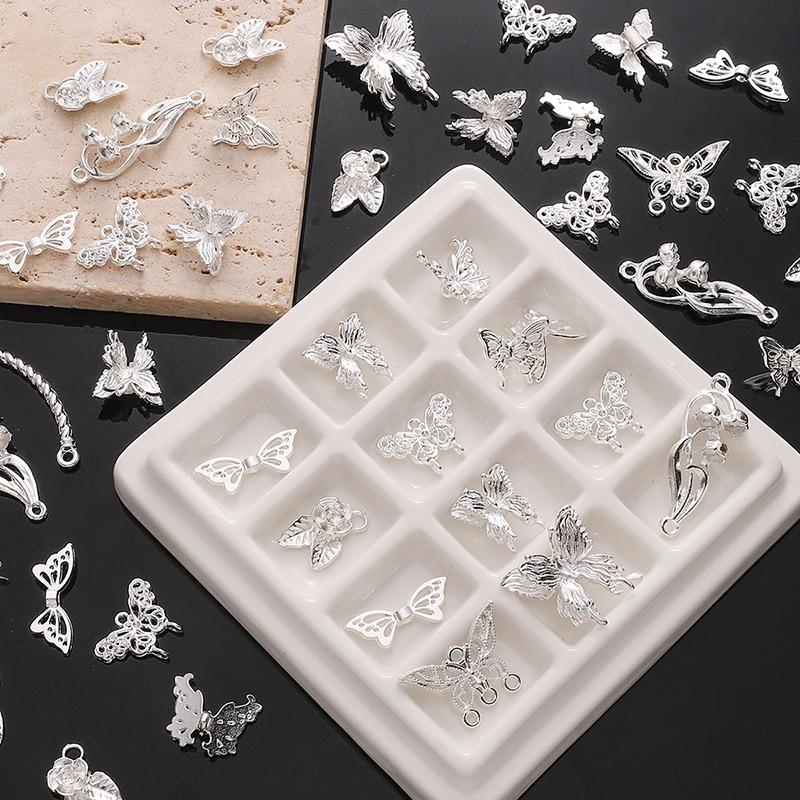 Silver Butterfly Accessories Alloy Butterfly Flower Half Bracelet Diy Accessories Chinese Style DIY Bracelet Bracelet Jewelry