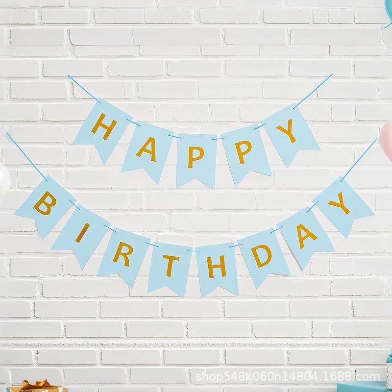 New Hot Goldfish Tail Hot Stamping Happy Birthday Banner Party Decoration Happy Birthday Banner Gifts