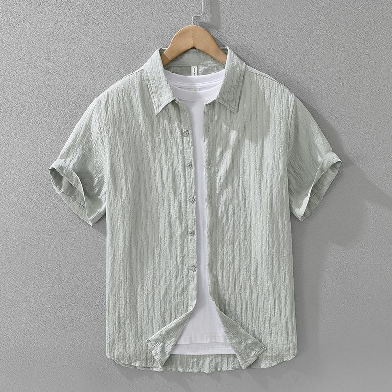 Summer Shirts for Men Harajuku Style Green Short Sleeve Shirt Daily Men's Casual Shirt Light Weight Tops
