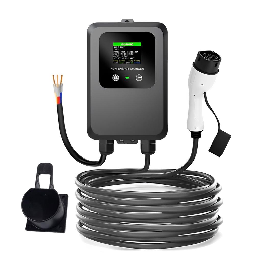 NOWY EV Wallbox 5M 7KW 32A Stacja Ładowania Samochód Dom EV Wallbox Samochód Elektryczny EV Wallbox Z 5M Kablem Ładowanie kartą/Ładuj teraz