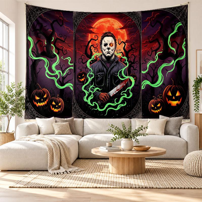 Halloween Michael Myers Wall Tapestry Home Decor Hanging Cloth Art Background Tapestry for Bedroom