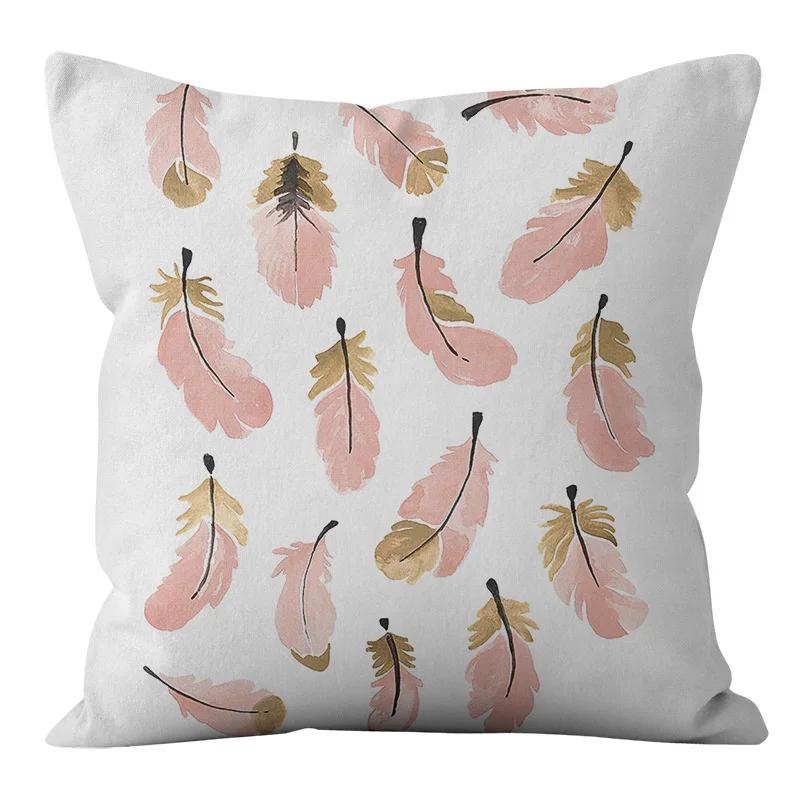 Rosa und schwarze geometrische Buchstaben bedruckte Sofakissenbezug Kissenbezug Heimdekoration Party Auto Bettwäsche