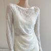Asymmetrical Thin Hollow-out Lace Sun Protection Cover-up Women's Summer Slim Fit Figure-flattering Crew Neck Bell Sleeve T-shirt Top