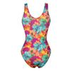 Fashionable Print Tight Slimming Deep V One-piece Swimsuit Seaside Vacation Beach