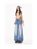 Women's Textured Distressed Denim Jeans: Loose Fit, Wide-Leg, Floor-Length, New Spring/Autumn 2026 Style.