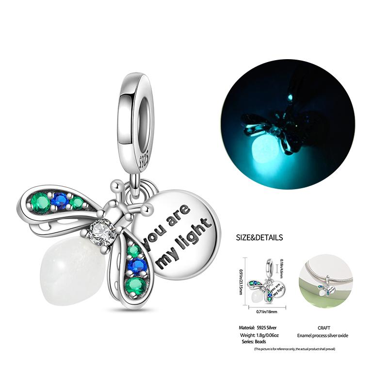 Glow In The Dark Firefly Copper Charms Fits Original 3Mm Bracelet Beads Women Diy Fashion Jewelry Gifts