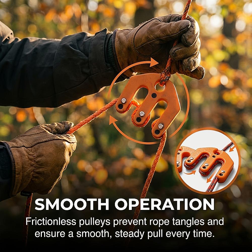 Game & Gear Hoist Block and Tackle System Light Hunting Game Hoist Portable Nylon Block and Tackle Pulley System Lifting Tool