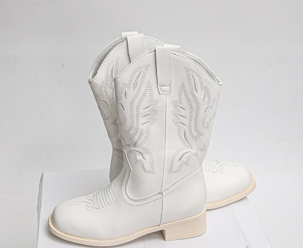 Fashion Autumn Shoes for Women New Embroidered Western Cowboy Boots Women Pointed Toe Thick Heel High Knee Boots Woman Botas De Mujer