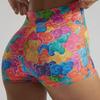 Women's High-Waist Yoga Shorts with European & American Cartoon Print
