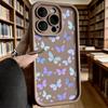 Blue Purple Dotted Butterflies Soft TPU Phone Case for iPhone 17 16 15 14 13 12 11 Pro Max Plus Shockproof Anti-Slip Cover